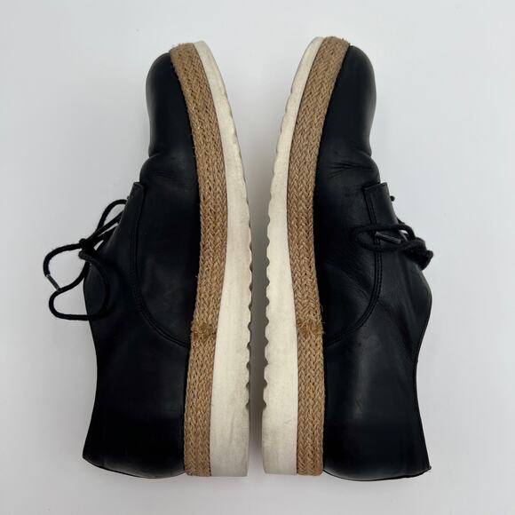 Minelli Lace Up Espidrille Sneaker Oxford EU 39 US 8.5 Black Leather Derby Shoes - Picture 5 of 8